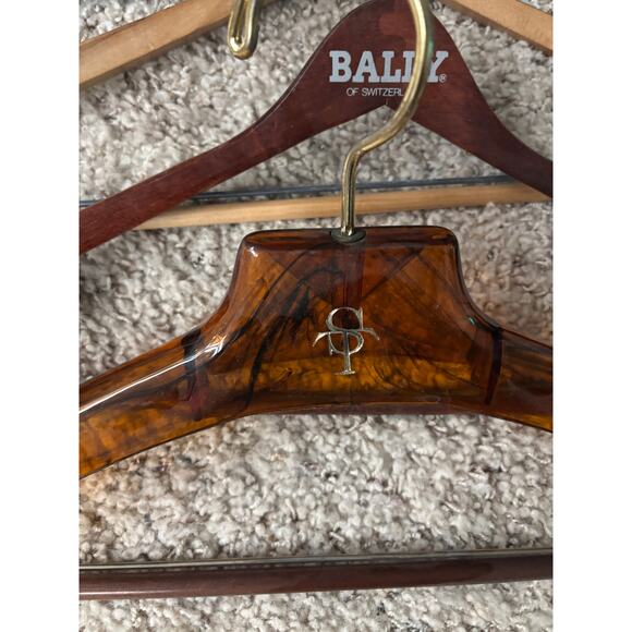 Set of 5 Vintage Hangers Suit Coat Jacket Pant Bar Collectible Bally Guffeys - Picture 3 of 4